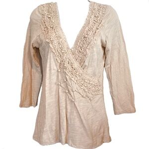 NWT Anthropologie Deletta Smocked Wrap Top | M